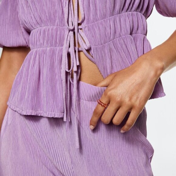 Mango Pleated Blouse With Ruffles - Picture 7 of 9